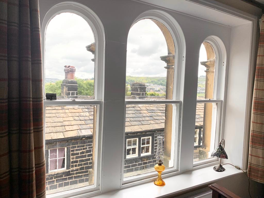 Arched window, view to Black Moor